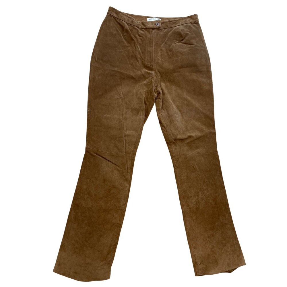 Vintage Lord & Taylor Leather Pants Women's Size 8 PETITE Tan Partially Lined